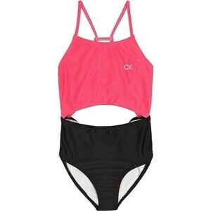 Calvin Klein Big Girls Cutout Color Block Bikini Swimsuit One Piece Pink Black 7